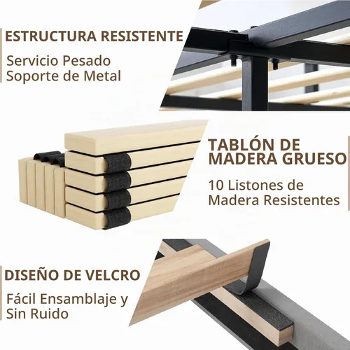 Vista 6 de HAOARA - Base de cama tamaño Queen con cabecera acolchada tapizada en terciopelo y diseño acanalado vertical y respaldo en forma de ala, base