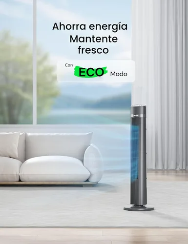 Vista 8 de PELONIS Ventilador de torre sin aspas de 40 pulgadas para dormitorio, ventilador de pie con control remoto, 26 pies/s, oscilación de 90°, 3 ajustes