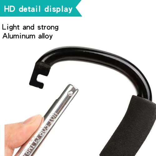 Vista 14 de Funbliss Ganchos para cochecito de bebé, paquete de 2 clips grandes de 6.6 pulgadas, práctico organizador de ganchos para bolsas de pañales, ropa