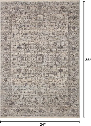 Vista 2 de Loloi II Sorrento Collection SOR-01 - Alfombra decorativa, 2'-0" x 3'-0", Mist/Carbón SOR-01 aprox. Alfombra decorativa de 2 x 3 para entrada