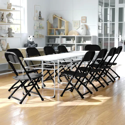 Vista 6 de Flash Furniture Paquete de 2 sillas plegables de plástico negro para niños