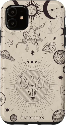 Vista 8 de Estuche estético para iPhone 12/12 Pro astrológico celestial con signo del zodiaco Capricornio