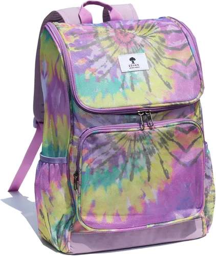 Vista 8 de ESVAN Mochila de malla con estampado original, bolsa transparente, paquete para universidad, playa, gimnasio, multiusos, mujeres y hombres, I, Casual