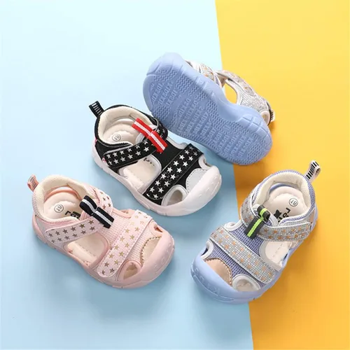 Vista 7 de Sandalias de verano para niños pequeños, sandalias deportivas para niños, puntera cerrada, correa atlética, zapatos de agua para playa