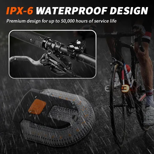 Vista 4 de 4 señales de giro para bicicletas con alarma, control remoto de carga USB, luz trasera de bicicleta integrada, 5 modos, impermeable, estroboscópica