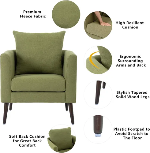 Vista 3 de Setawix Barrel - Juego de 2 sillas decorativas, sillón tapizado de vellón, silla redonda moderna de mediados de siglo, cómoda silla con brazo