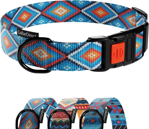 Vista 17 de Collar de perro de nailon con patrón floral aguamarina de 12 a 16 pulgadas