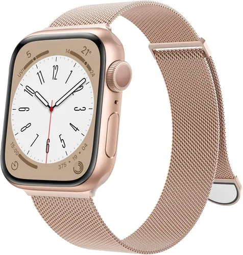 Vista 20 de Marge Plus Correa de malla de acero inoxidable cierre magnético para Apple Watch 7/6/5/4/3/2/1/SE de 1.5"/1.58"/1.61"/1.65"/1.73"/1.77" para A- Luz