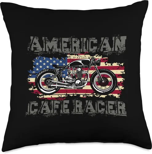 Vista 4 de American Cafe Racer Motorcycle Apparel and Merch American Cafe Racer Biker Men Women Adult Teens Boys Girls Throw Pillow, 16x16, Multicolor