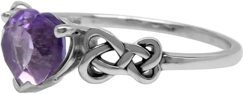Vista 3 de Silvershake Anillo de plata de ley 925 con forma de corazón natural, amatista en forma de corazón
