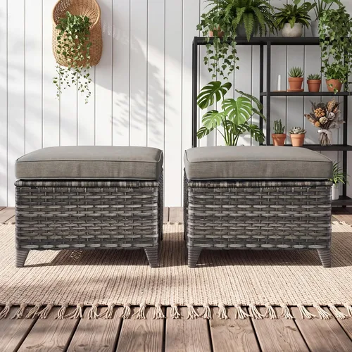 Vista 48 de Rilyson Sofá de mimbre para patio al aire libre, capacidad de peso de 900 libras, sofá grande de mimbre de 3 plazas con cojines de asiento de 4