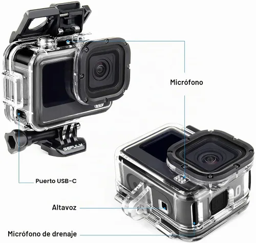Vista 3 de GEPULY Carcasa de esqueleto lateral abierta para GoPro Hero 9 10 11 12 13 Estuche esquelético+puerta lateral para Hero 13/12/11/10/9