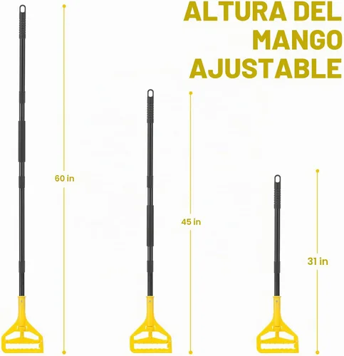 Vista 2 de KeFanta Mango de mopa de 152 cm, mango de mopa comercial resistente, industrial, reemplazo de palo de mopa, cambio rápido, soporte para reemplazo