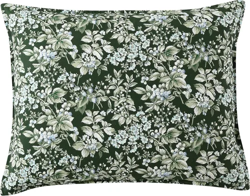 Vista 7 de Laura Ashley - Juego de edredón King, ropa de cama de algodón suave y reversible, juego de cama de peso medio de 7 piezas con fundas de almohada a