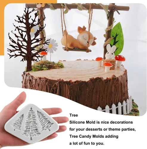 Vista 4 de Sijiangmold Molde de silicona para pastel de árbol de Navidad para decoración de pasteles de Navidad, decoración de cupcakes, caramelo de chocolate