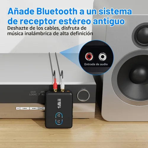 Vista 6 de 1Mii Adaptador RCA Bluetooth 5.3 para TV, Transmisor Receptor Bluetooth de 3.5mm AUX para 2 AirPods o Auriculares, Estéreo para el Hogar, Altavoces