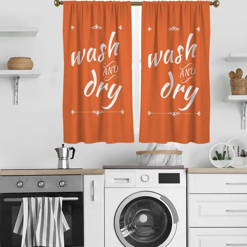 Vista 14 de zokyer Cortinas de cocina en blanco y negro con frases de lavado con palabras impresas en seco, divertidas, simples, pequeñas, cortas, 27.5 pulgadas