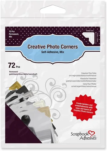 Vista 6 de Scrapbook Adhesives by Esquinas de papel autoadhesivas de 3L, color negro, paquete de 108