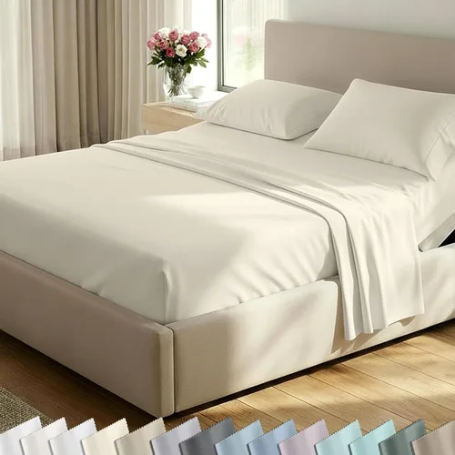 Vista 71 de California Design Den Juego de sábanas de lujo tamaño King - 100% algodón, 600 número de hilos, sábanas King de bolsillo profundo, ropa de cama