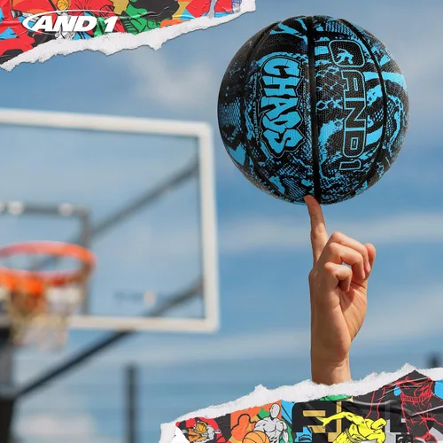 Vista 6 de AND1 Chaos Basketball & Pump (Serie Jungle) - Baloncesto oficial de Streetball tamaño 7 (29.5"), hecho para juegos de baloncesto en interiores