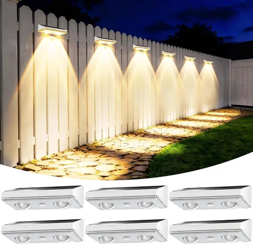 Vista 12 de Luces solares para valla al aire libre, paquete de 6 luces de valla Negro