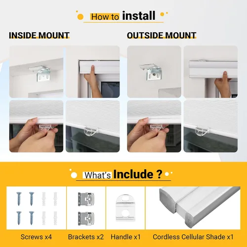 Vista 8 de Persianas Celulares Sin Cable, Persianas Opacas para Ventana para el Hogar, 22W x 48H, Plata Fría (Opaca)