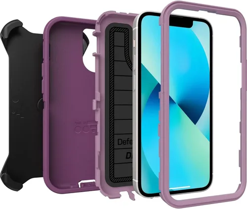 Vista 4 de OtterBox Defender Series - Funda para Apple iPhone 13 Mini, embalaje no minorista (morado feliz)