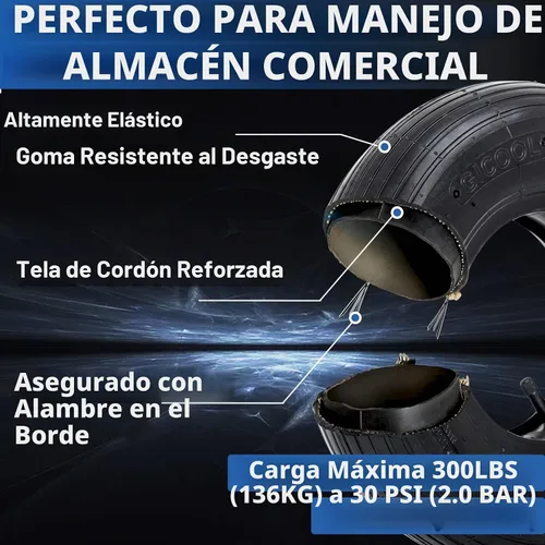 Vista 4 de GICOOL Juego de Neumático de Reemplazo 4.00-6 y Cámara de Aire, 2 Unidades, Neumático y Rueda de 13" de Alta Resistencia, Vástago de Válvula Recta