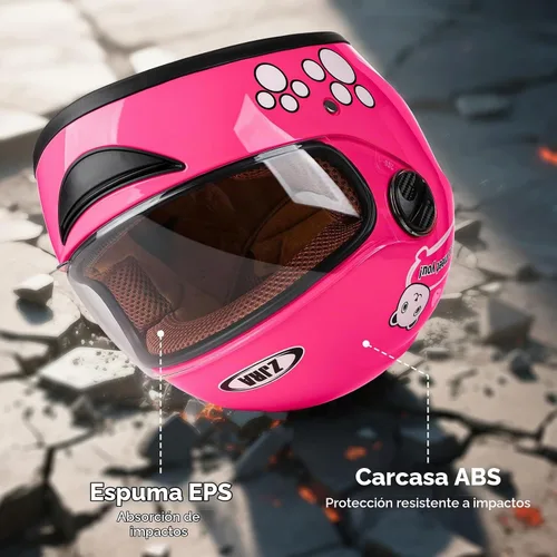 Vista 2 de Casco de motocicleta para niños con diseño de panda y guantes de carreras, certificación DOT
