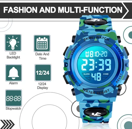 Vista 3 de ATIMO Reloj deportivo digital impermeable LED 50M para niños - Regalos para niños