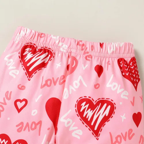 Vista 6 de YOUNGER TREE Conjunto de 3 piezas de ropa de San Valentín para bebé, recién nacida, mi primer día de San Valentín, mameluco con patrón de amor