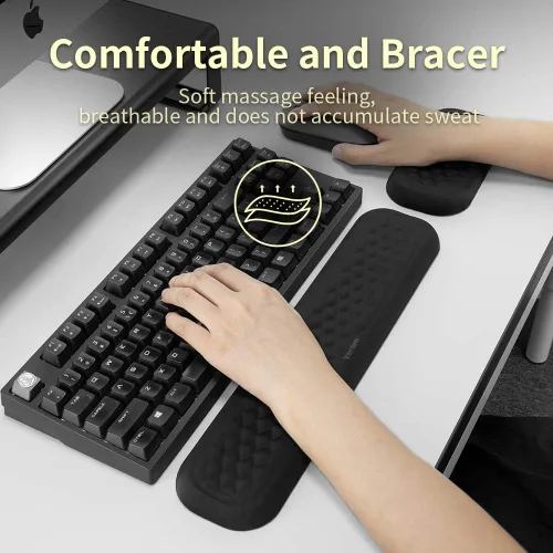 Vista 3 de Vaydeer Reposamuñecas para teclado y mouse, juego de almohadillas ergonómicas de soporte de muñeca para computadora, cojín de brazo de espuma
