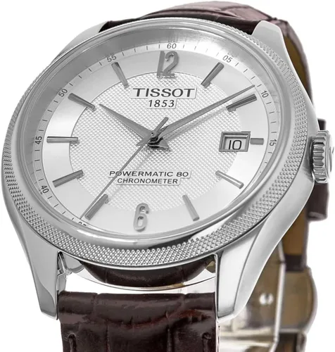 Vista 3 de Tissot Ballade COSC 316L - Reloj automático suizo con correa de cuero, marrón, 20 (Modelo T1084081603700), Marrón, Reloj automático