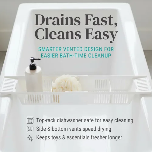 Vista 4 de KidCo S372 Cesta de almacenamiento de baño - Organizador de bañera para bebé (blanco)