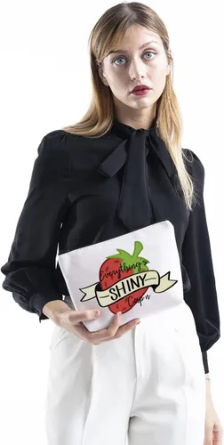Vista 4 de TSOTMO Firefly Serenity Everything's Shiny Cute Strawberry Zipper Pouch Bolsa de maquillaje, Beige, Gorra brillante