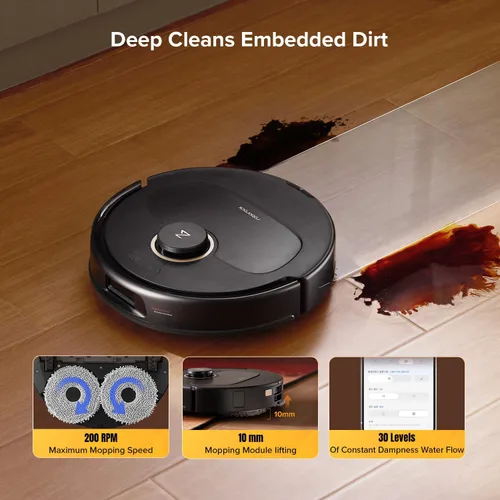 Vista 6 de roborock Qrevo S5V Robot Aspiradora y Trapeador, Trapeado de Borde FlexiArm, Succión de 12,000Pa, Sistema Dual Cero Enredos, Evitación Inteligente