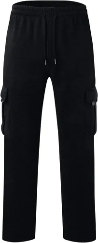 Vista 3 de Pantalones cargo de senderismo para hombre, con cordón elástico, cintura elástica, pantalones deportivos de algodón con múltiples bolsillos
