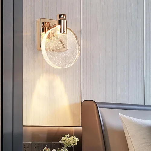 Vista 7 de Aomesinc Aplique de pared LED de cristal estilo nórdico, luces creativas simples para sala de estar, dormitorio, mesita de noche, tocador, baño