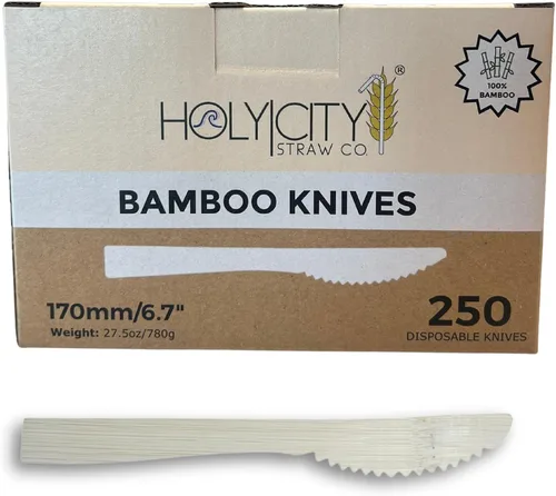 Vista 13 de Juego de cubiertos de bambú surtidos 24 unidades Utensilios compostables de 6.7 pulgadas Vajilla desechable Sin plástico Ideal para uso