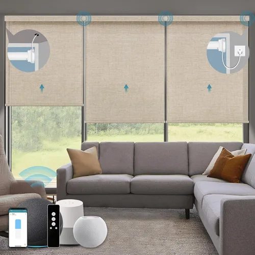 Vista 27 de Persianas enrollables inteligentes, persianas enrollables con cable 1% de apertura, compatibles con Google Home Alexa, persianas automáticas 1%