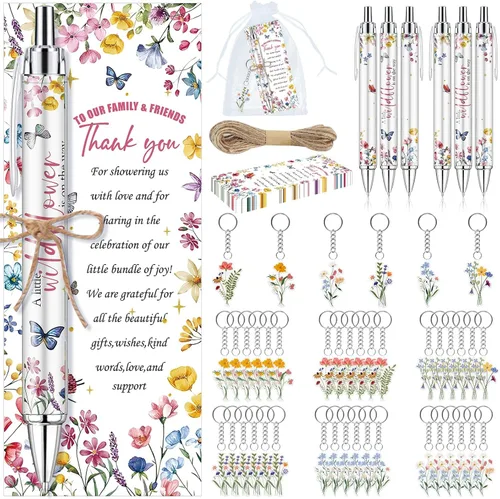 Vista 19 de 145 bolígrafos y llaveros de ganso rosa para baby shower, regalos para niñas, bolígrafos retráctiles para baby shower, revelación de género