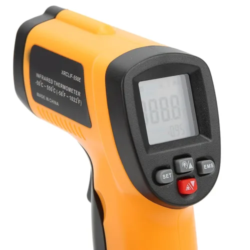 Vista 8 de Fafeicy Termómetro infrarrojo, temperatura digital con emisividad ajustable para uso industrial