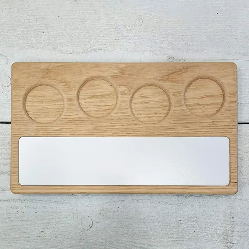 Vista 3 de Bandeja de muestreo personalizada de paleta de vuelo de cerveza con pizarra de tiza para escribir en superficie de borrado en seco. Puede contener