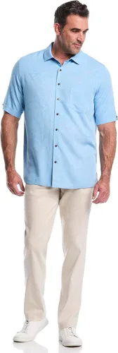 Vista 4 de Cubavera Camisa de manga corta con botones y un bolsillo para hombre Botones Allure/Marrón