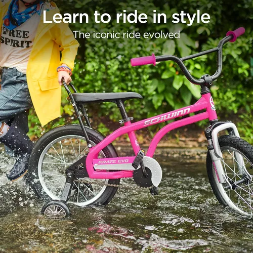 Vista 3 de Schwinn Krate EVO - Bicicleta infantil para niños y niñas de 3 a 5 años, ruedas de 16 pulgadas, suspensión delantera, neumático trasero Slik, altura