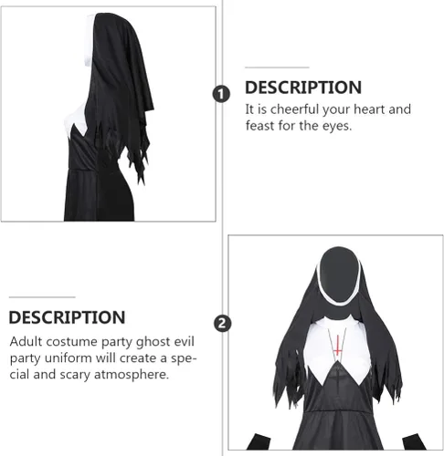 Vista 5 de KESYOO - Disfraz de monja de Halloween para adultos