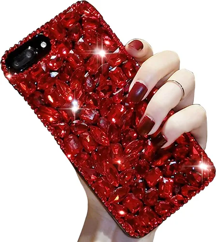 Vista 7 de LCHDA - Funda con soporte para anillo compatible con iPhone 15 de 6.1 pulgadas, bonita funda protectora de lujo con diamantes de imitación