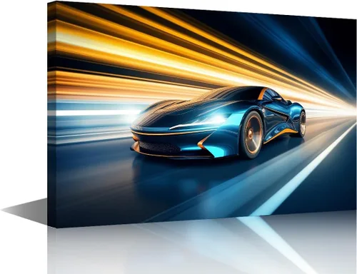 Vista 26 de Car Pictures for Living Room Wall Decor Super Car Driving Art Prints City Highway Road Paintings 1 Piece Canvas Wall Art Super Car Canvas Prints