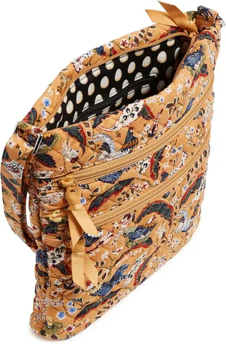 Vista 3 de Bolso cruzado hipster de algodón con triple cremallera para mujer