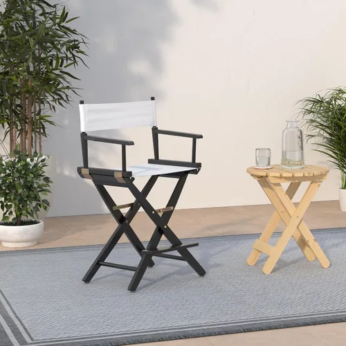 Vista 2 de Casual Home - Silla de director de 24 pulgadas, marco negro, con lienzo blanco, altura de mostrador